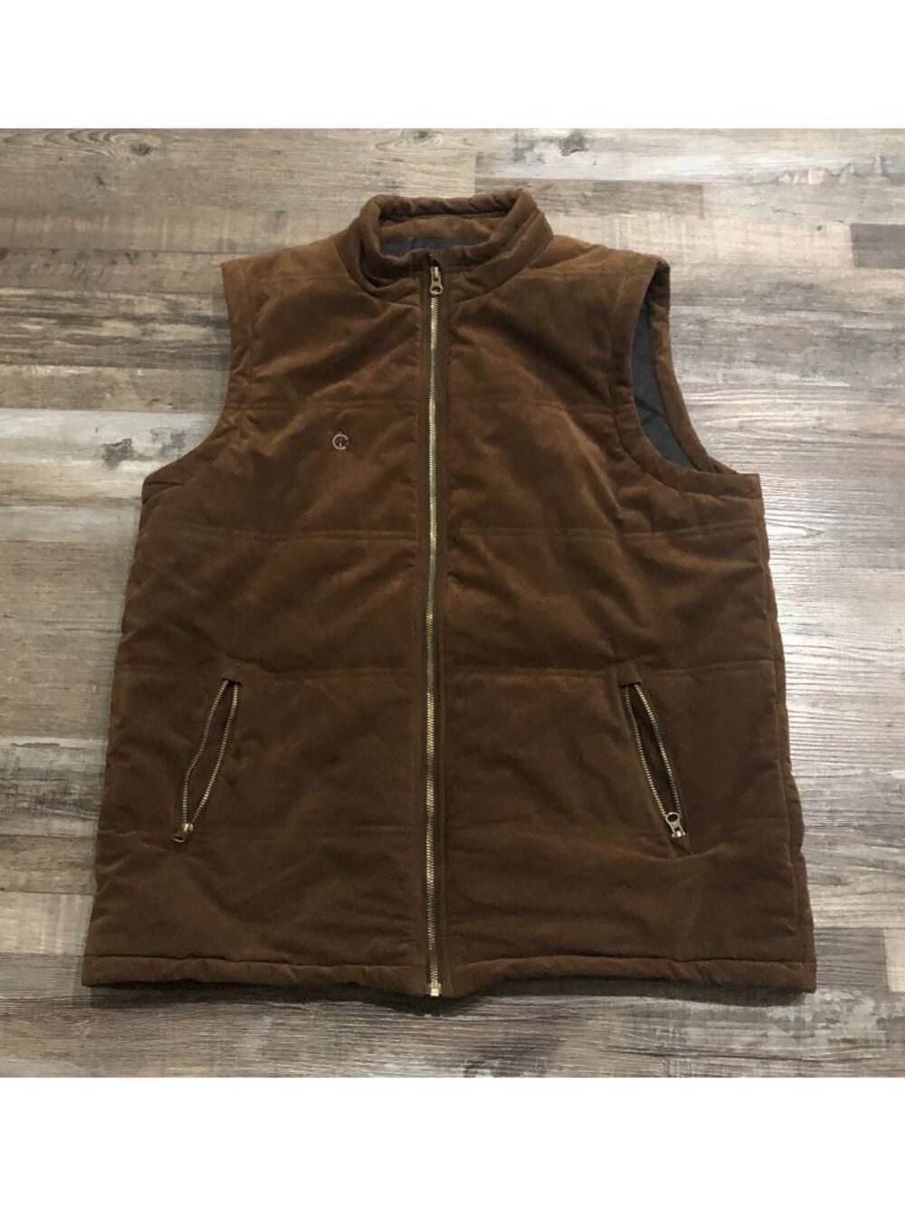 Straight Down Mens Large Dark Brown Full Zip Vest